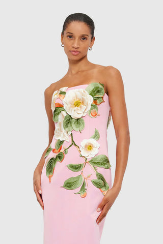 Leo Lin Rayna Appliqué Floral Bustier Maxi Dress - Camelia Print