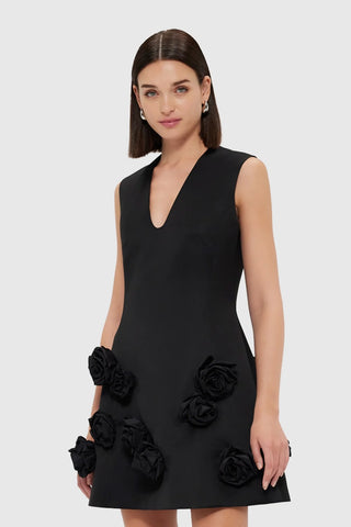 Leo Lin Briana V Neck Mini Dress - Ebony