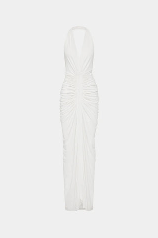 Misha Venus Gathered Cupro Dress - Ivory