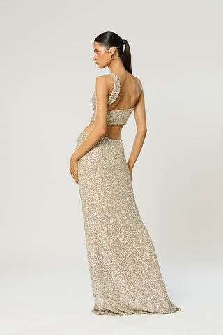 Winona Sterling Sash Dress - Silver