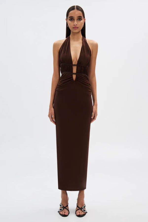 boys brown dress shoe NYRA METALLIC GOWN BY MISHA BROWN – My Secret Wardrobe main image 0