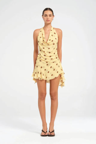 Benni Harlow Polka Halter Mini Dress - Butter Spot