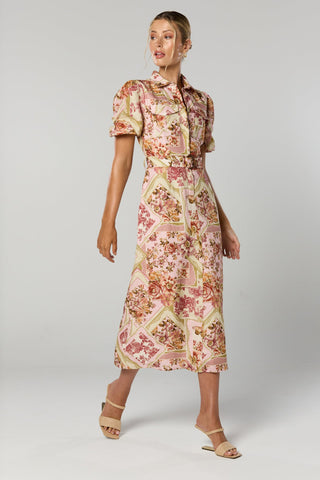 Winona Vaughn Belted Midi Dress - Print