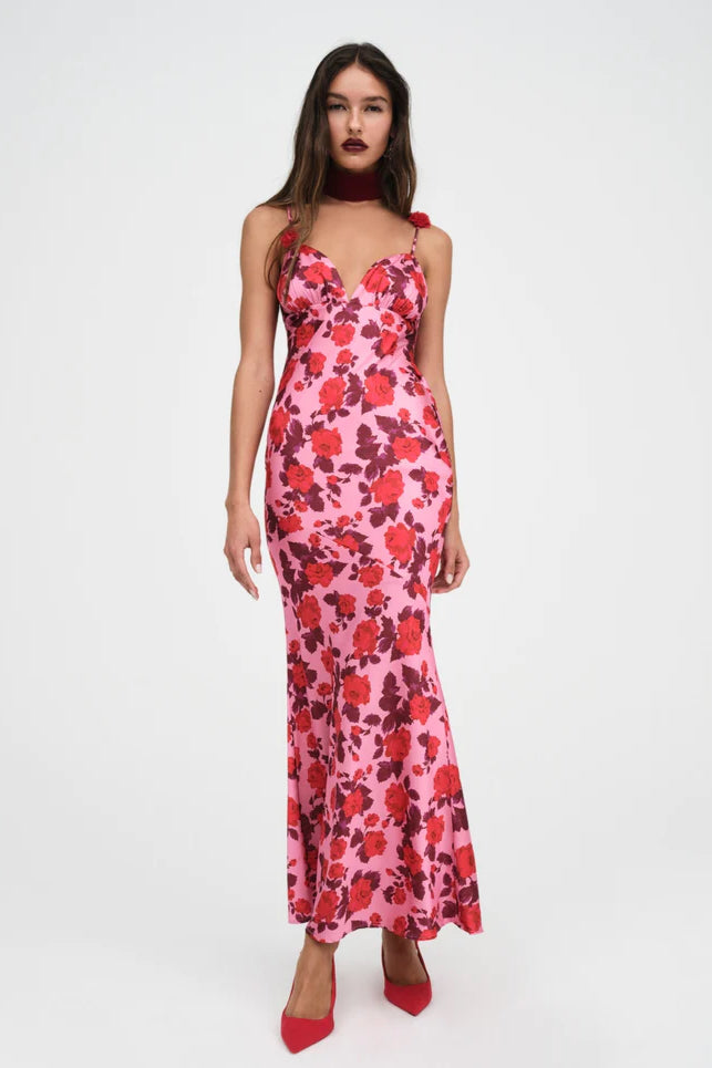 Huda Pink Fluffy Sleeves Party Dress