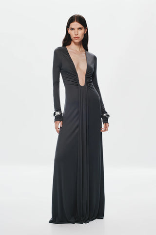 Misha Jennifer Cupro Long Sleeve Maxi Dress - Vulcan Grey