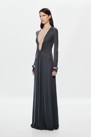 Misha Jennifer Cupro Long Sleeve Maxi Dress - Vulcan Grey