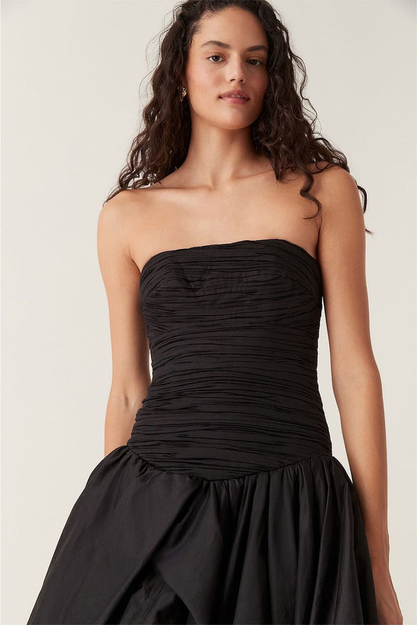 aje bubble dress black Violette Bubble Hem Maxi Dress | Black