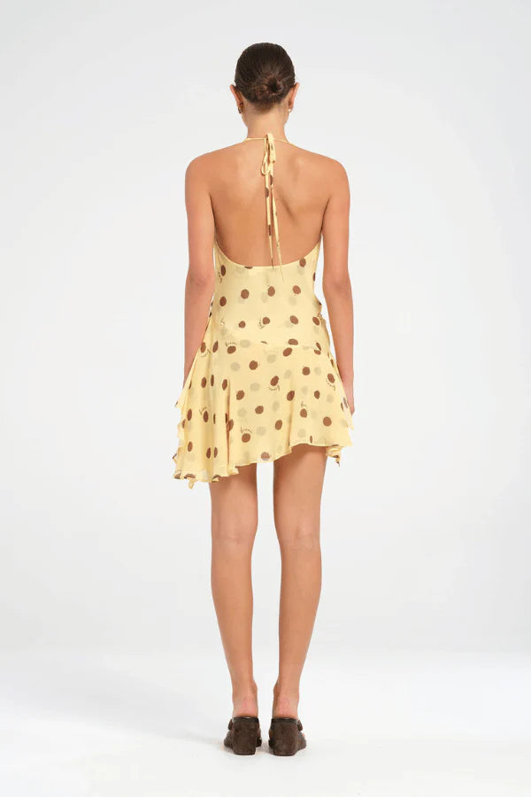 benni yellow dress Benni Harlow Polka Halter Mini Dress - Butter Spot