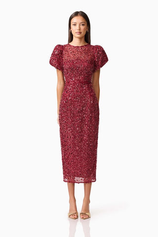 Elliatt Carmen Midi Dress - Berry