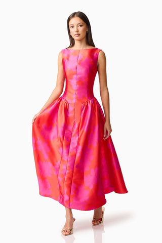 Elliatt Eloise Midi Dress - Red Fuchsia
