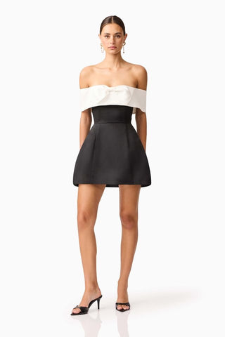 Elliatt Sorrel Off Shoulder Mini Dress - Black White