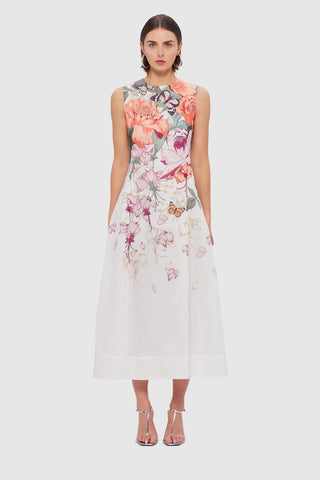 Leo Lin Cleo Sleeveless Midi Dress - Lush Print in White