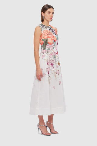 Leo Lin Cleo Sleeveless Midi Dress - Lush Print in White