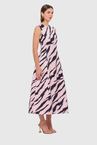 Leo Lin Cleo Sleeveless Midi Dress - Tiger Print in Pink