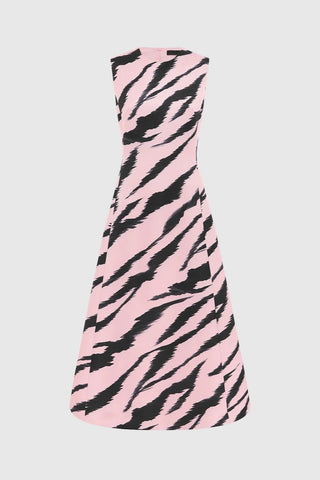 Leo Lin Cleo Sleeveless Midi Dress - Tiger Print in Pink