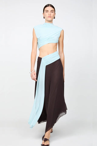 Bec & Bridge Conni Asym Midi Dress - Arctic Blue/Dark Choc