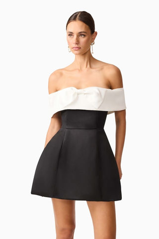 Elliatt Sorrel Off Shoulder Mini Dress - Black White