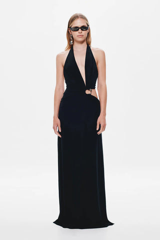 Misha The Devon Cupro Maxi Dress - Black
