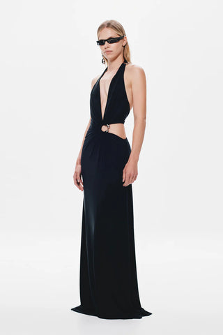 Misha The Devon Cupro Maxi Dress - Black