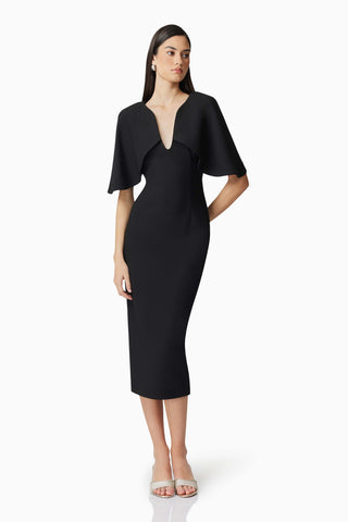 Elliatt Gia Cape Midi Dress - Black