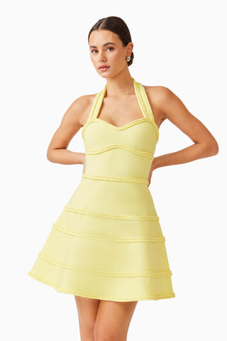 Elliatt Katlyn Halter Mini Dress - Lemon