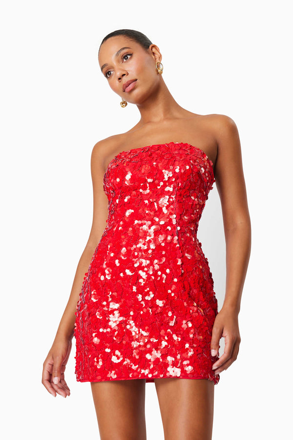 emma eventwear mini dress in red Elliatt Emma Eventwear Square-Neck Mini Dress