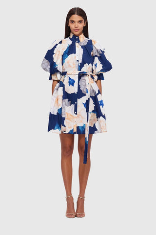 Leo Lin Eli Mini Dress - Rosebud Print in Navy