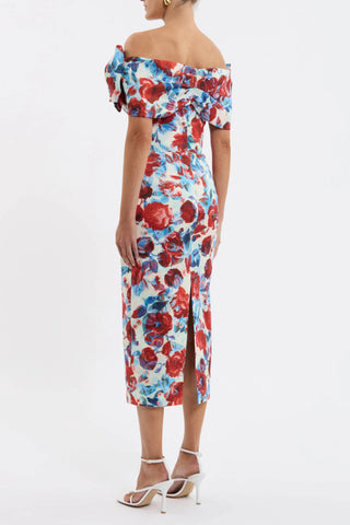 Rebecca Vallance Fleurette Midi Dress - Red Poppy Fields