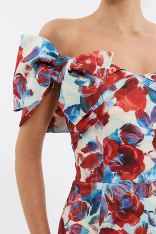 Rebecca Vallance Fleurette Midi Dress - Red Poppy Fields