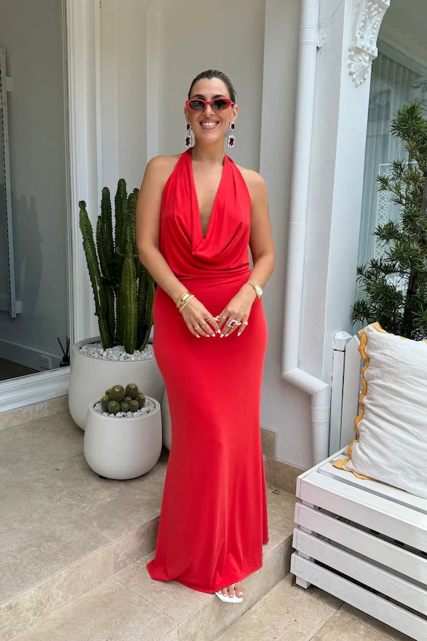 Sneaky Link Saint Plunge Maxi Dress - Red Sneaky Link Saint Plunge Maxi Dress - Red