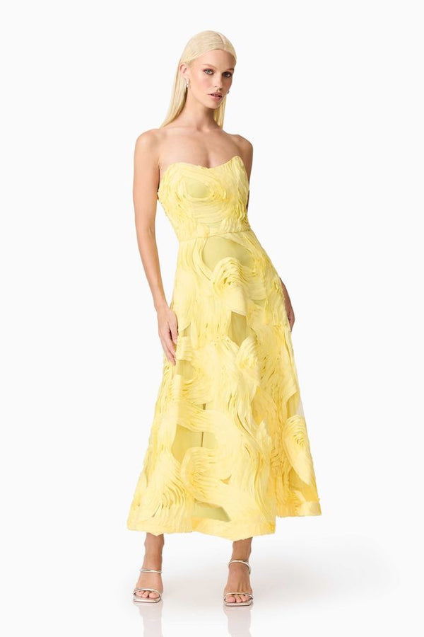 aje asher midi dress Elliatt Asher Midi Dress - Yellow