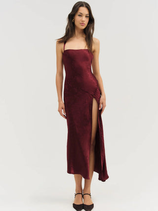 For Love & Lemons Carla Jacquard Dress - Burgundy