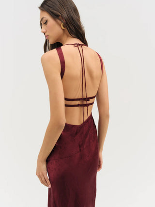 For Love & Lemons Carla Jacquard Dress - Burgundy