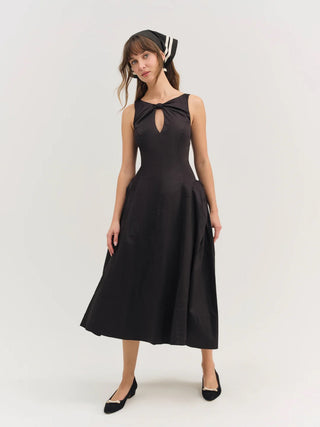 For Love & Lemons Evanie Structured Midi Dress - Black