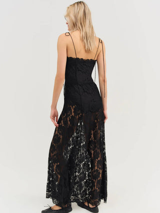 For Love & Lemons Claudia Rose Lace Maxi Dress - Black