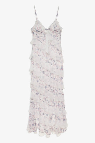 For Love & Lemons Debby Ruffled Maxi Dress - White