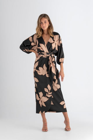 Pasduchas Enigma Wrap Midi Dress - Charcoal