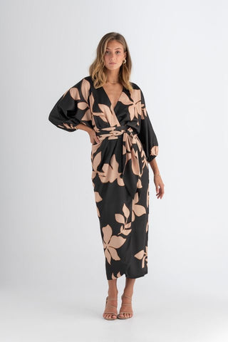 Pasduchas Enigma Wrap Midi Dress - Charcoal