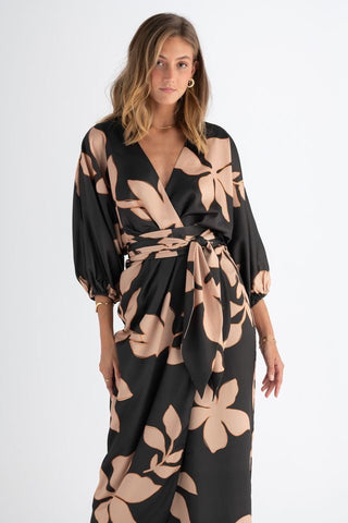 Pasduchas Enigma Wrap Midi Dress - Charcoal