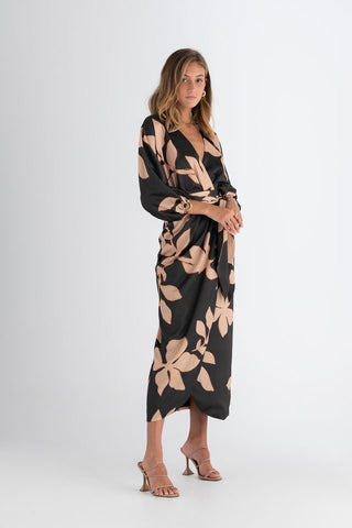 Pasduchas Enigma Wrap Midi Dress - Charcoal