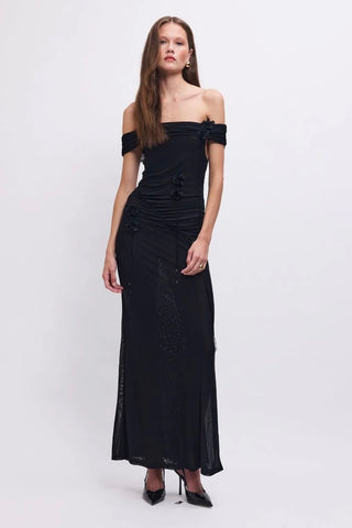 Suboo Sal Mesh Embellished Midi Dress - Black