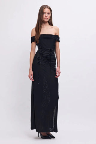 Suboo Sal Mesh Embellished Midi Dress - Black