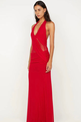 Bec & Bridge Deija Halter Maxi Dress - Strawberry