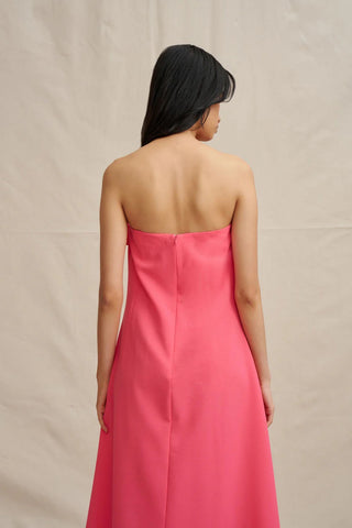 By Johnny Sabrina Strapless Maxi Dress - Coral Pink