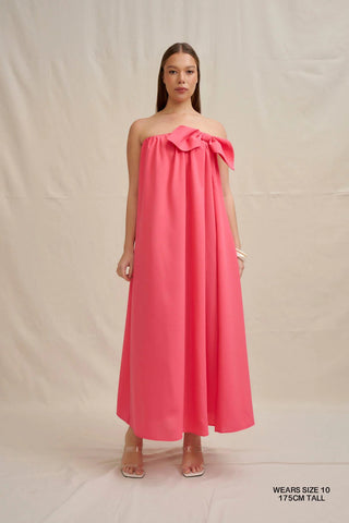 By Johnny Sabrina Strapless Maxi Dress - Coral Pink