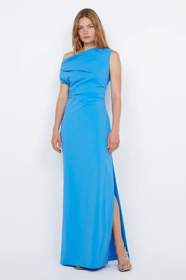 bec and bridge blue one shoulder dress Sol Maxi Dress in Mediterranean Blue