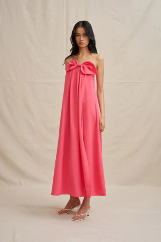 By Johnny Sabrina Strapless Maxi Dress - Coral Pink