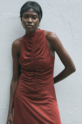 Third Form Allure Gathered Tank Dress - Cabernet
