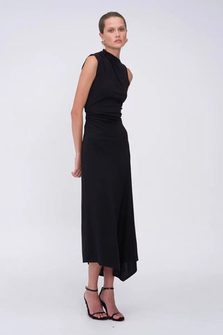 Suboo Jules Jersey Drape Maxi Dress - Black