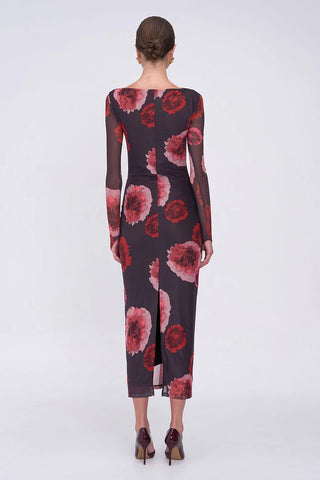 Suboo Frida Ruched Front Long Sleeve Midi Dress - Floral